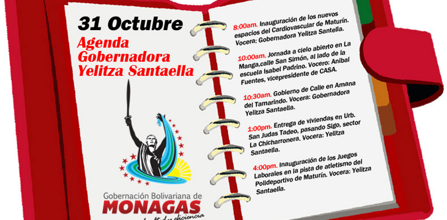 AGENDA VIERNES 31-10-2014 GOBERNADORA YELITZA SANTAELLA