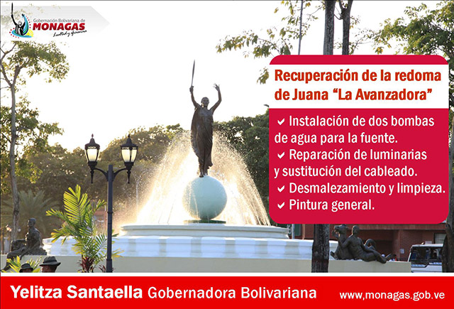 Gobernación rehabilitó redoma de Juana “La Avanzadora”