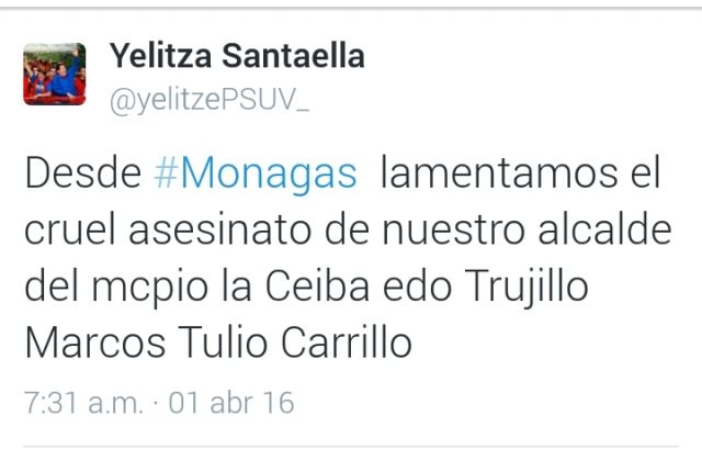 Gobernadora Santaella lamentó “cruel asesinato” de alcalde Marco Tulio Carrillo