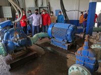 Gobernador Ernesto Luna constató avance de trabajos de recuperación del servicio de agua potable.