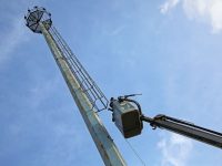 Inician recuperación del alumbrado del distribuidor El Monumental en La Cruz.