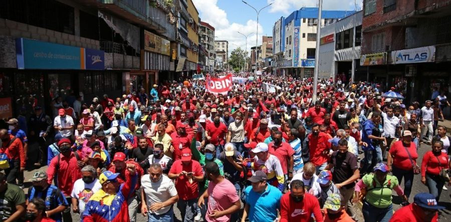 Trabajadores de Monagas manifiestan respaldo irrestricto al presidente Maduro.