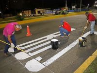 Inician demarcación de paradas en la avenida Juncal.