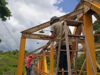 Avanzan trabajos de recuperación en el puente de Taguaya, en el municipio Piar.